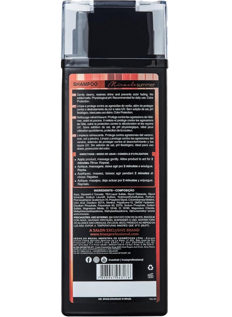 تروس "شامبو تروس ميراكل الصيفي | حماية مرطبة من الأشعة فوق البنفسجية لأضرار الشمس والملح والكلور | ينشط ويصلح ويمنع بهتان اللون | شامبو للعناية بالشعر ذو درجة حموضة متوازنة للاستخدام اليومي | 300 مل / 10.14 أونصة سائلة - Image 3