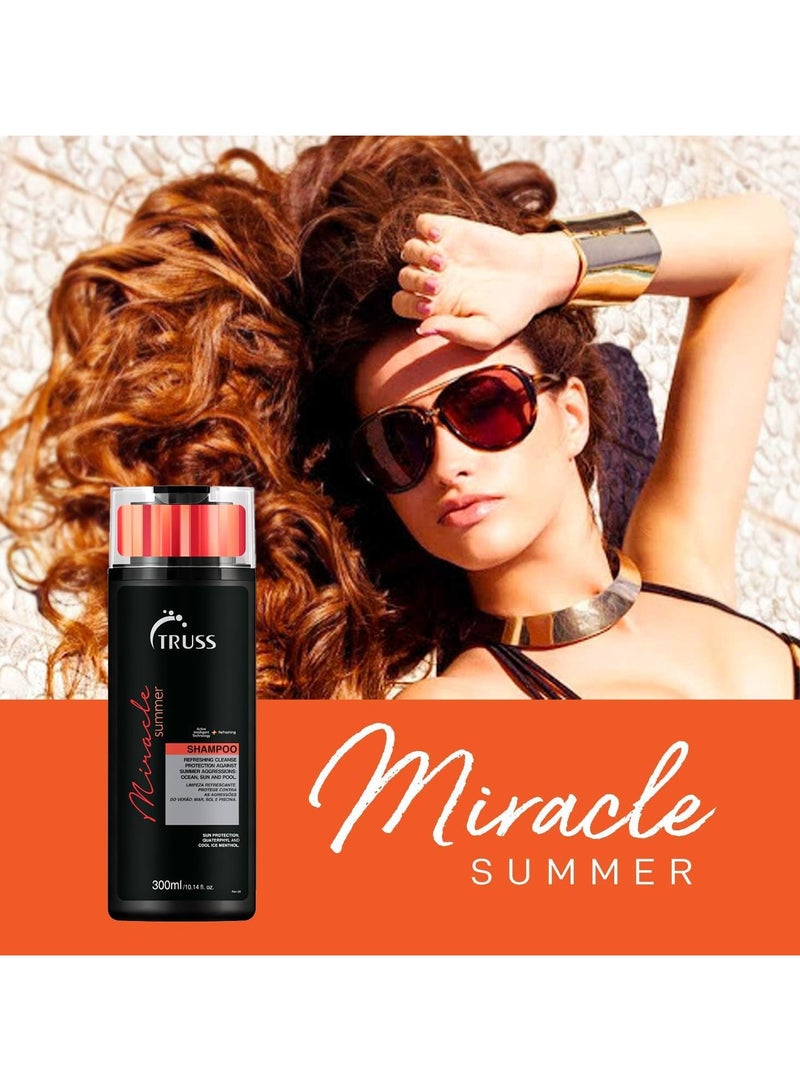 تروس "شامبو تروس ميراكل الصيفي | حماية مرطبة من الأشعة فوق البنفسجية لأضرار الشمس والملح والكلور | ينشط ويصلح ويمنع بهتان اللون | شامبو للعناية بالشعر ذو درجة حموضة متوازنة للاستخدام اليومي | 300 مل / 10.14 أونصة سائلة - Image 4