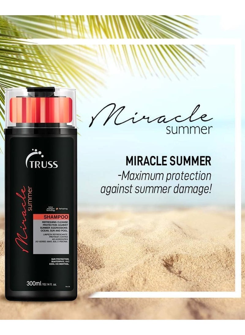 تروس "شامبو تروس ميراكل الصيفي | حماية مرطبة من الأشعة فوق البنفسجية لأضرار الشمس والملح والكلور | ينشط ويصلح ويمنع بهتان اللون | شامبو للعناية بالشعر ذو درجة حموضة متوازنة للاستخدام اليومي | 300 مل / 10.14 أونصة سائلة - Image 5