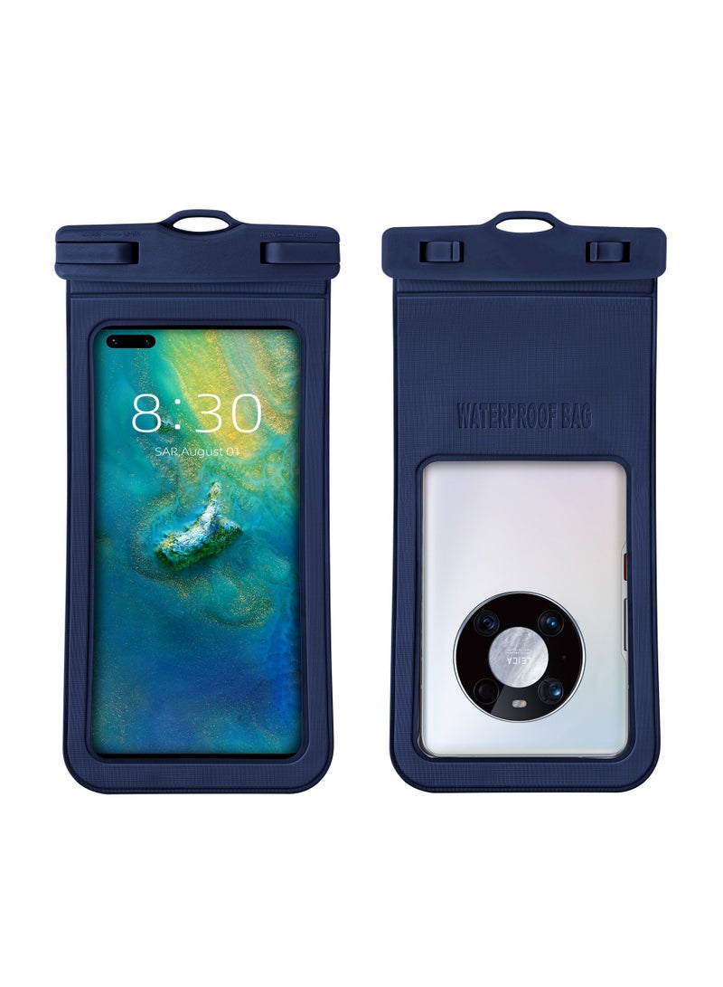 2-Pack Waterproof Phone Case 30M Underwater Waterproof Phone Pouch for Large Phones up to 7.2''，Waterproof Cell Phone Case Fit Compatible with iPhone 16/15/14/13 Series，Samsung Galaxy (Dark Blue)D15-1