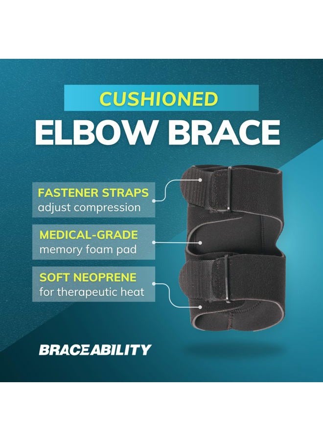 BraceAbility دعامة كوع بروسيتس | غلاف كم ضغط للذراع مع وسادة دعم ناعمة مبطنة لآلام مفصل الكوع، حماية البورسا، التهاب المفاصل وتخفيف التهاب الأوتار (L/XL) - Image 3