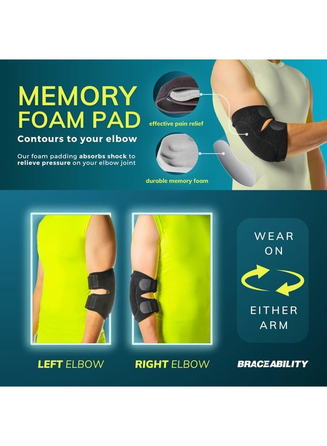 BraceAbility دعامة كوع بروسيتس | غلاف كم ضغط للذراع مع وسادة دعم ناعمة مبطنة لآلام مفصل الكوع، حماية البورسا، التهاب المفاصل وتخفيف التهاب الأوتار (L/XL) - Image 4