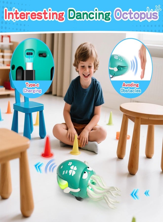 MACALOCA Dancing Squid Baby Toy, Dancing Octopus Tummy Time Toys for Toddlers, Infant Crawling Walking Baby Toys with Music & Light for 3-6 6-12 12-18 Kids Boys 1st Baby Valentines Day Birthday Gifts - Image 3