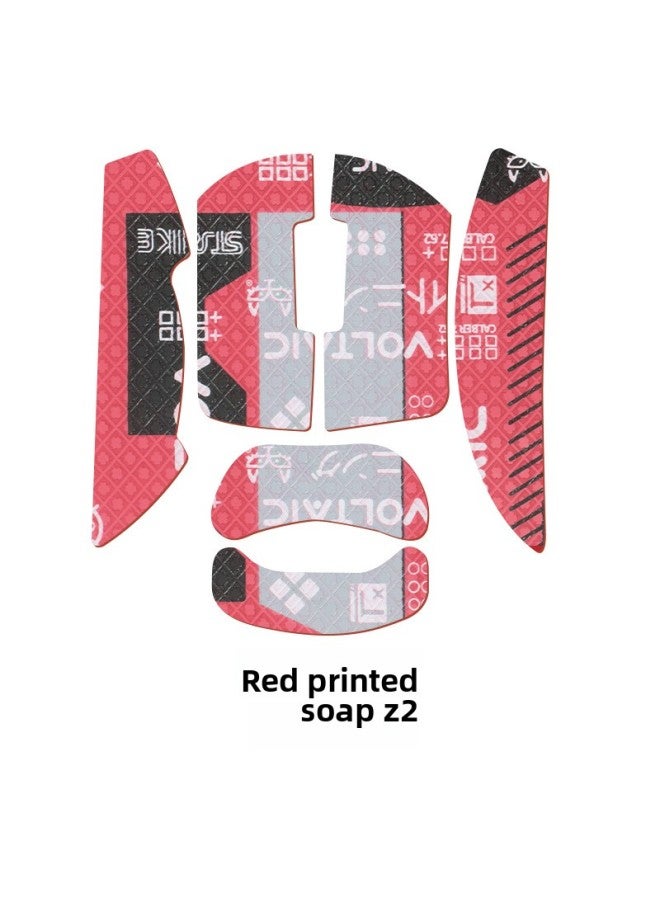 Suitable For Soap Z2 Mouse Anti-slip Stickers Sweat-absorbent Stickers Mouse Protection Side Skirt Protective Film Ice Version ICE Foot Pad-Color:[half Pack] Red Printed Mouse Sticker [free Cleaning Cotton]  - Image 3