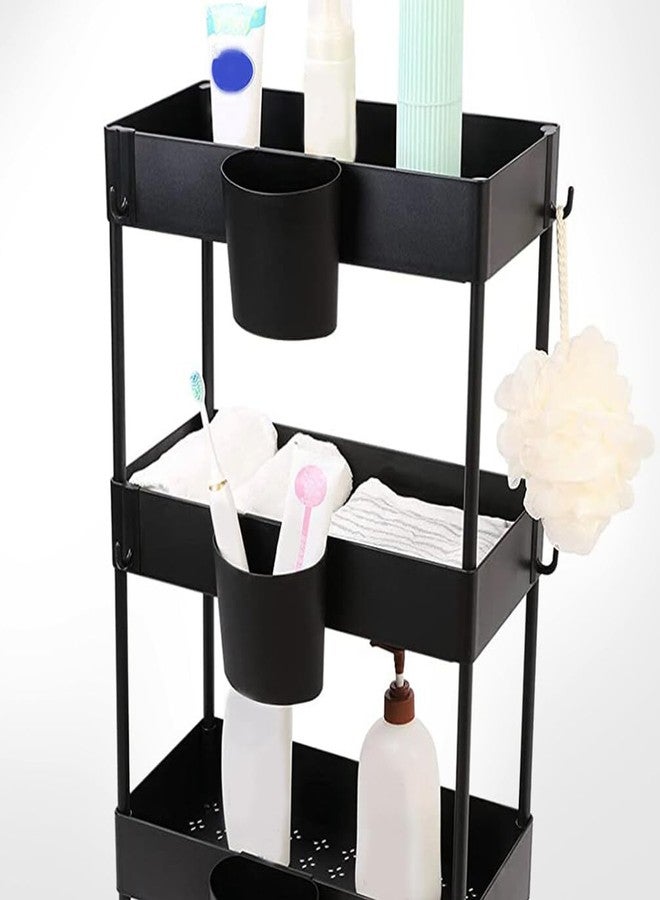 NUOBESTY Hanging Cup Holder Storage Basket Rolling Cart Organizer Accessories 4Pcs Hanging Makeup Pencil Holder Kitchen Storage Bins Space Saving Buckets for Art Craft Supplies Black - Image 2