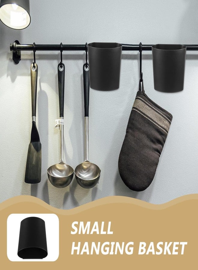 NUOBESTY Hanging Cup Holder Storage Basket Rolling Cart Organizer Accessories 4Pcs Hanging Makeup Pencil Holder Kitchen Storage Bins Space Saving Buckets for Art Craft Supplies Black - Image 5