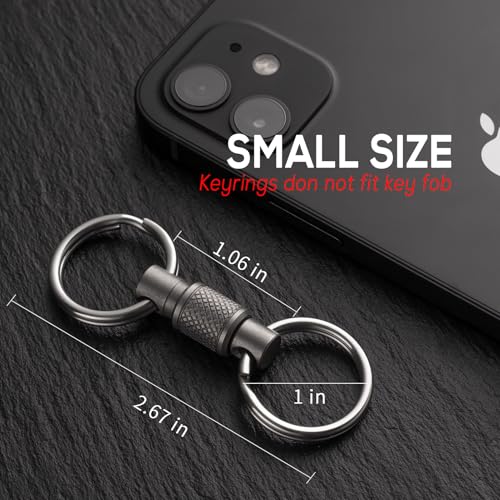 FEGVE Titanium Quick Release Swivel Keychain, Pull Apart Detachable Keychain Heavy Duty Car Key Holder with Stainless Steel Key Rings-1pcs - Image 5
