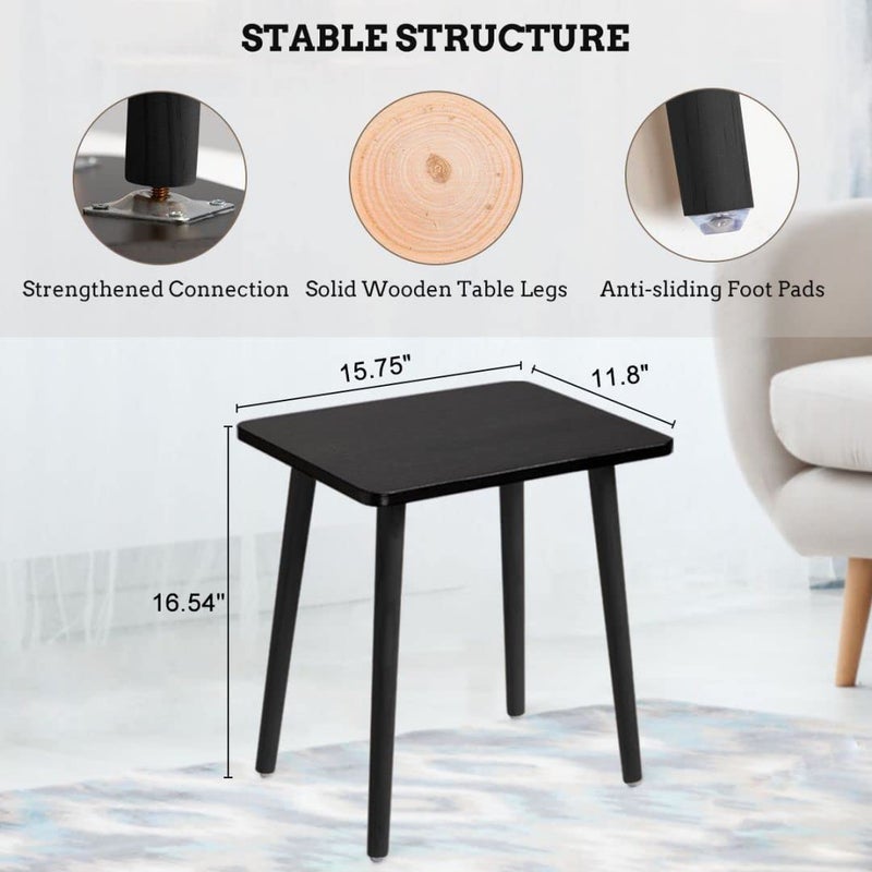 FORAOFUR Side Table, Modern Accent End Table with Wooden Legs, Easy to Assemble Mini Living Room Table for Sofa Bedroom, Minimalist Black Furniture for Small Apartments and Limited Spaces - Image 2