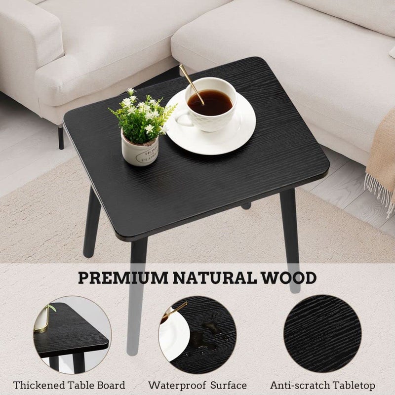 FORAOFUR Side Table, Modern Accent End Table with Wooden Legs, Easy to Assemble Mini Living Room Table for Sofa Bedroom, Minimalist Black Furniture for Small Apartments and Limited Spaces - Image 3