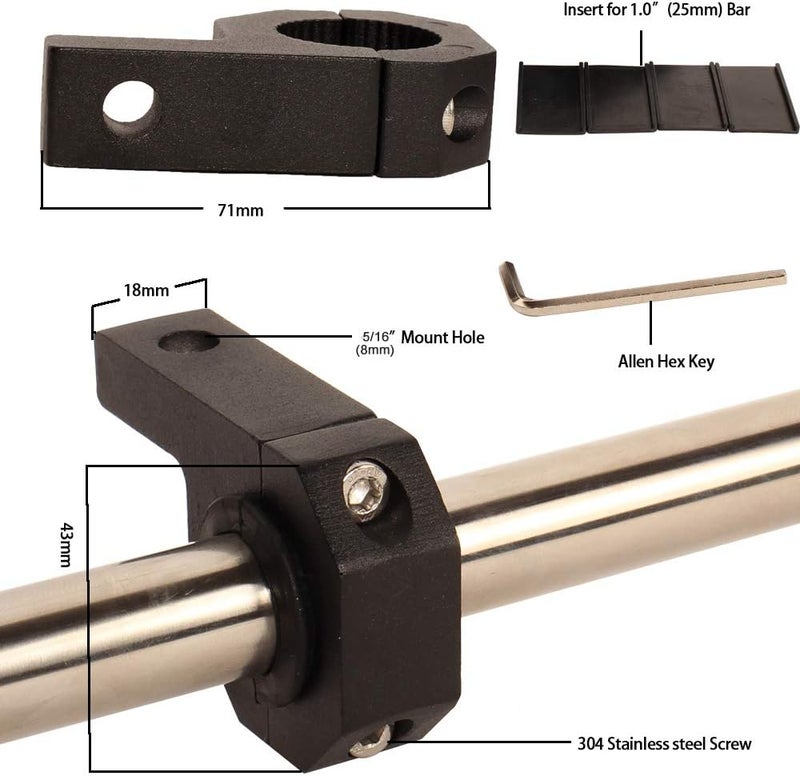 HOUSE TUNING 1 inch Bar Clamp-Pack 4 Roof Rack Bar Mounts Tube Clamps Horizontal Bar Clamp Mounting Bracket for Motorcycle ATV Utv Boat Trucks (1"- Clamp Mount kit) - Image 2