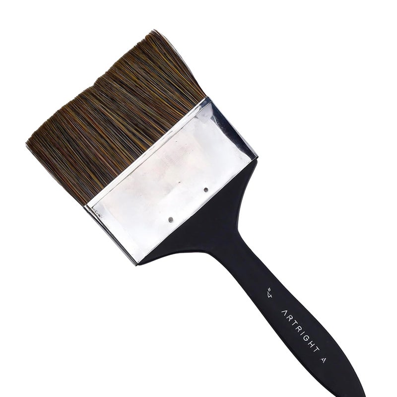 ArtRight Premium Wash Painting Brush 4-Inch, Flat Handmade Artist Brushes for Acrylic, Watercolor, Gouache, Mixed Media, Ideal for Beginner & Professionals, Wooden Handle with Brush Holder (Set of 1) - Image 1