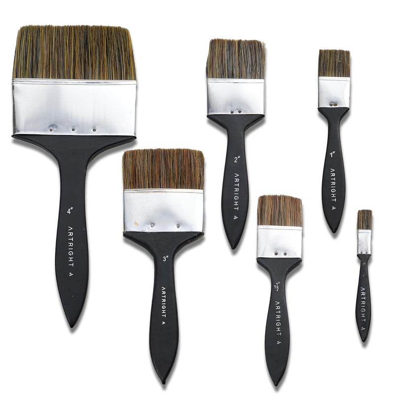 ArtRight Premium Wash Painting Brush 4-Inch, Flat Handmade Artist Brushes for Acrylic, Watercolor, Gouache, Mixed Media, Ideal for Beginner & Professionals, Wooden Handle with Brush Holder (Set of 1) - Image 5