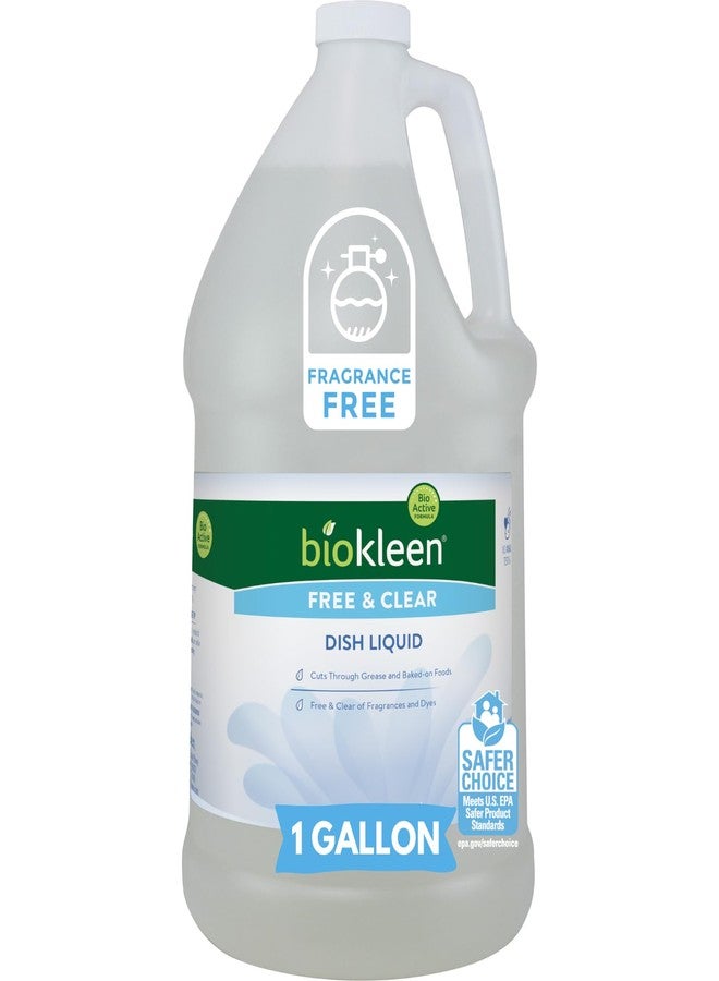 Biokleen Free & Clear Dish Soap - Dish Liquid, Dishwashing Cleaner, Eco-Friendly, Non-Toxic, Plant-Based, No Artificial Fragrance, Colors or Preservatives, Unscented - Image 1