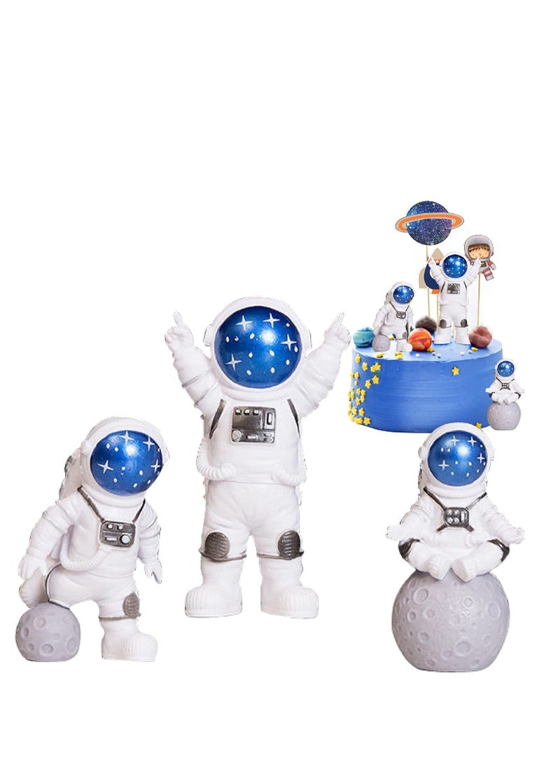 Astronaut Figurines Cake Topper Outer Space Birthday Cake Decoration Spaceman Model Display Miniature Astronaut Toys Set, Planet Rocket Pearl Balls and Star DIY Cake Toppers for Kids Party 4Pcs - Image 5