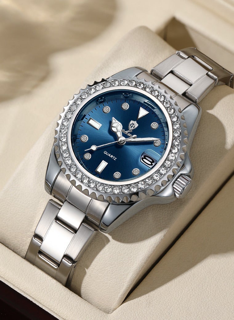 جوهوس ساعة نسائية، كوارتز، فولاذ مقاوم للصدأ، مقاومة للماء، تناظرية، فاخرة، ساعة يد نسائية - 34 مم - Image 1