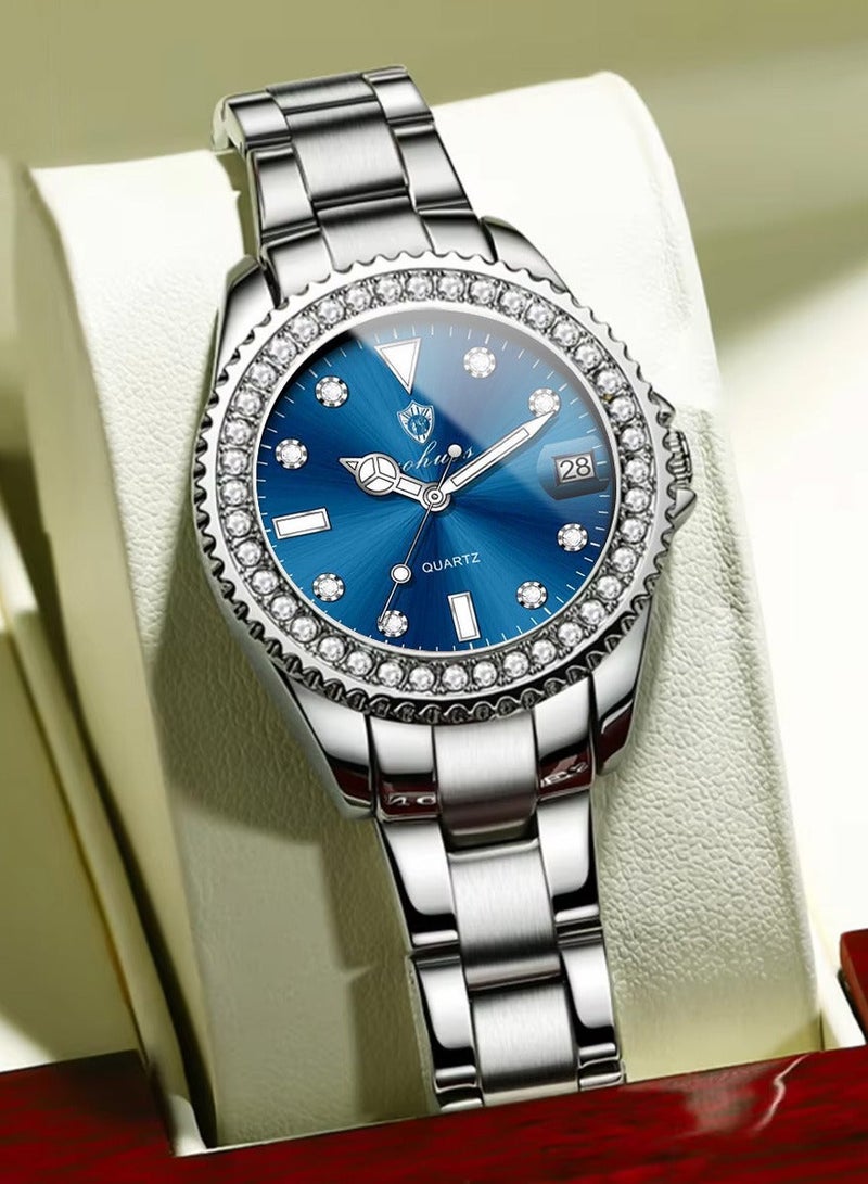 جوهوس ساعة نسائية، كوارتز، فولاذ مقاوم للصدأ، مقاومة للماء، تناظرية، فاخرة، ساعة يد نسائية - 34 مم - Image 3