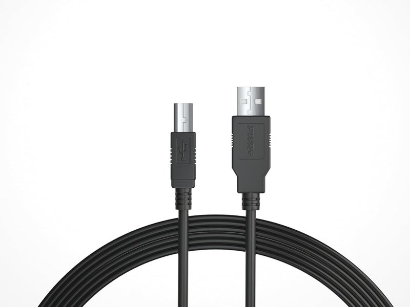 PWR+ كابل MIDI بطول 12 قدم USB-2.0 إضافي طويل نوع A إلى نوع B عالي السرعة لواجهة الصوت، لوحة مفاتيح MIDI، ميكروفون USB، خلاط، مكبر صوت، شاشة، آلة موسيقية، نظام ضوء فلاش ماك بي سي - Image 4