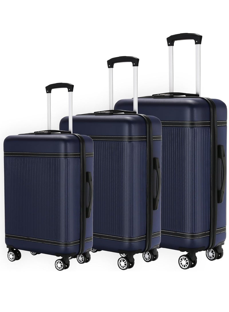 Yuwell 3-Piece Luggage Sets 20/24/28 inch Hard Shell ABS + PC, Expandable Design, Spinner Wheels, Luggage Bag 3 Piece Suitcase Set Multidirectional Wheels Travel Bags Scratch-Resistant Surface Trolley Bag Luggage Set 3 Blue - Image 1