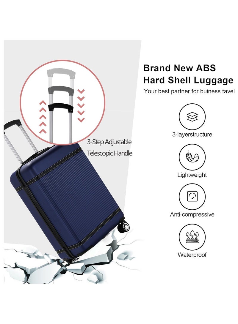 Yuwell 3-Piece Luggage Sets 20/24/28 inch Hard Shell ABS + PC, Expandable Design, Spinner Wheels, Luggage Bag 3 Piece Suitcase Set Multidirectional Wheels Travel Bags Scratch-Resistant Surface Trolley Bag Luggage Set 3 Blue - Image 2