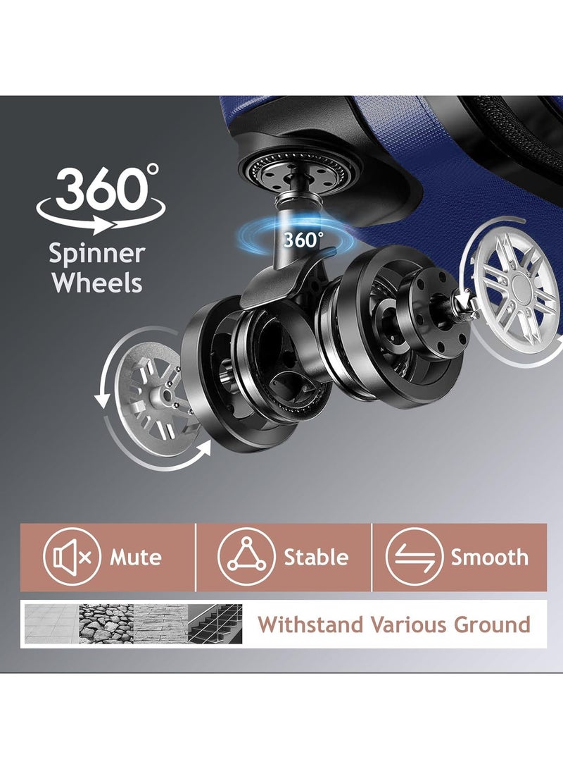 Yuwell 3-Piece Luggage Sets 20/24/28 inch Hard Shell ABS + PC, Expandable Design, Spinner Wheels, Luggage Bag 3 Piece Suitcase Set Multidirectional Wheels Travel Bags Scratch-Resistant Surface Trolley Bag Luggage Set 3 Blue - Image 3
