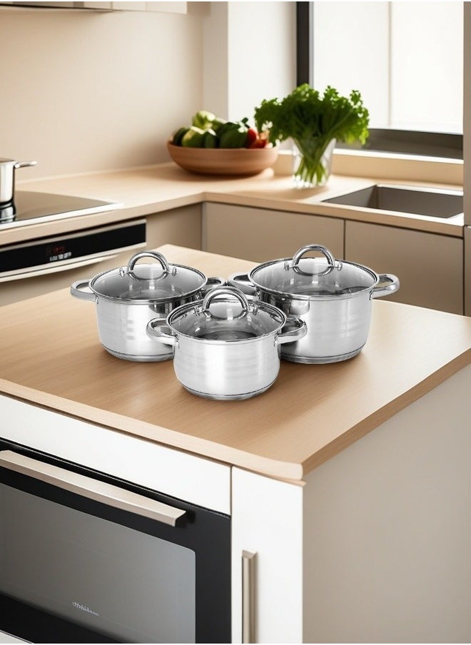 C&E 6Pcs Pots and Pans Set, Kitchen Cookware Set, Stainless Steel Flat Bottom Frying Pan Soup Pot, Milk Pot Kit, Induction Cooker Cooking Pan for Home Kitchen  - Image 1