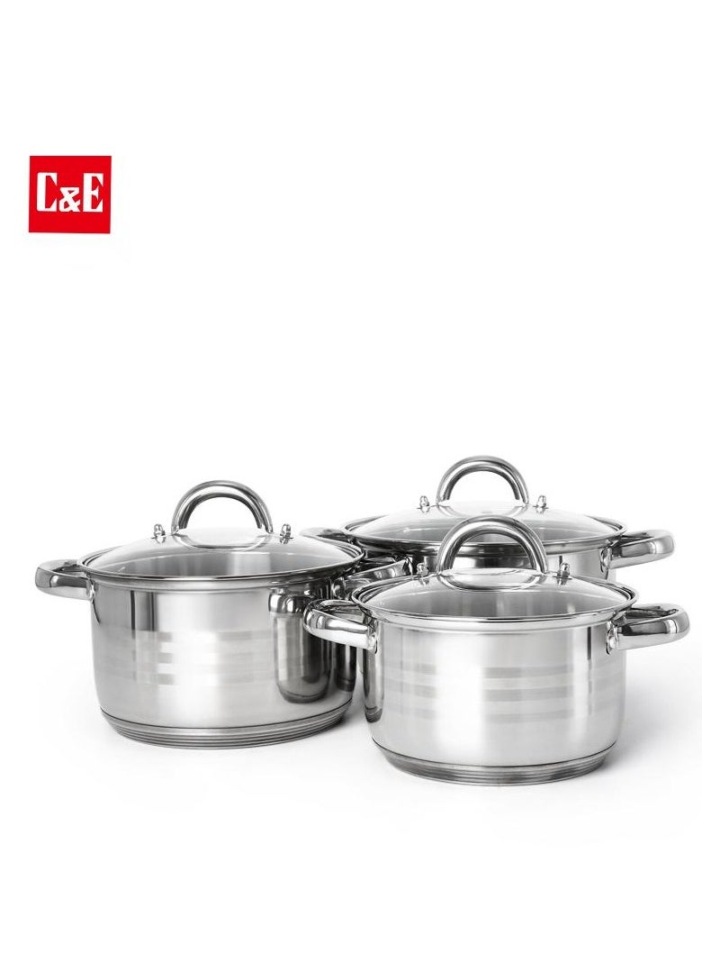 C&E 6Pcs Pots and Pans Set, Kitchen Cookware Set, Stainless Steel Flat Bottom Frying Pan Soup Pot, Milk Pot Kit, Induction Cooker Cooking Pan for Home Kitchen  - Image 2
