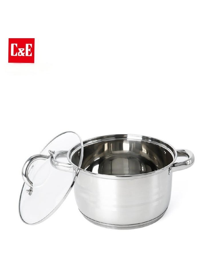 C&E 6Pcs Pots and Pans Set, Kitchen Cookware Set, Stainless Steel Flat Bottom Frying Pan Soup Pot, Milk Pot Kit, Induction Cooker Cooking Pan for Home Kitchen  - Image 3