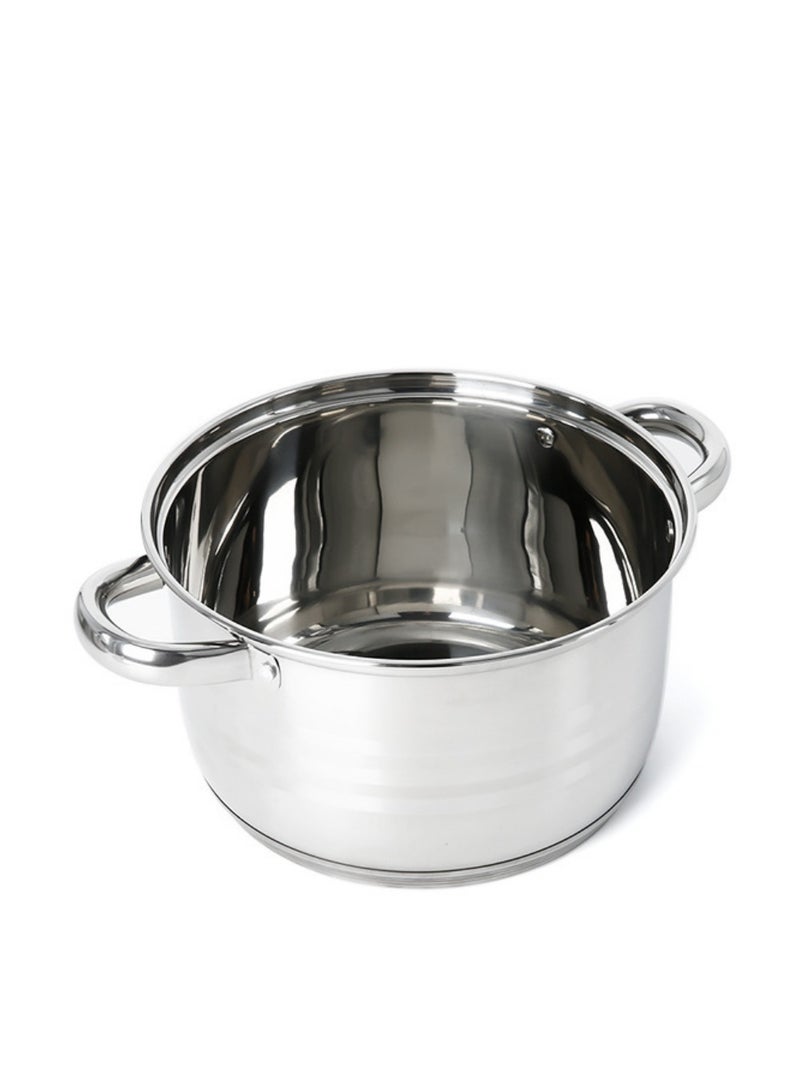 سي&إي طقم أواني طهي من 3 قطع، طقم أواني طهي للمطبخ، وعاء مسطح من الفولاذ المقاوم للصدأ، طقم أواني حساء وحليب، وعاء طهي بالحث المنزلي - Image 4