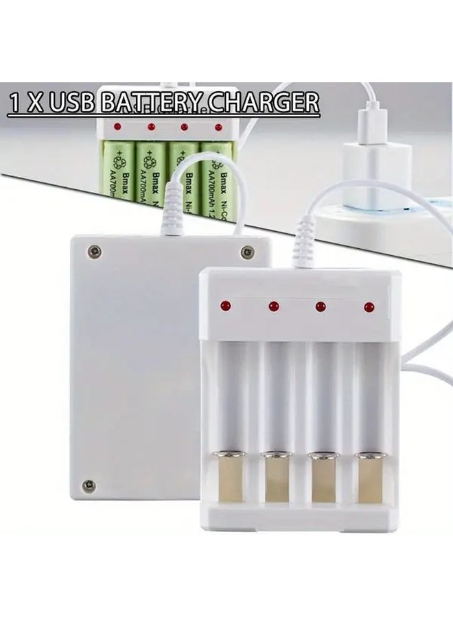 4 Slot USB AA AAA Battery Charger With LED Indicator Short Circuit Protection - Image 1