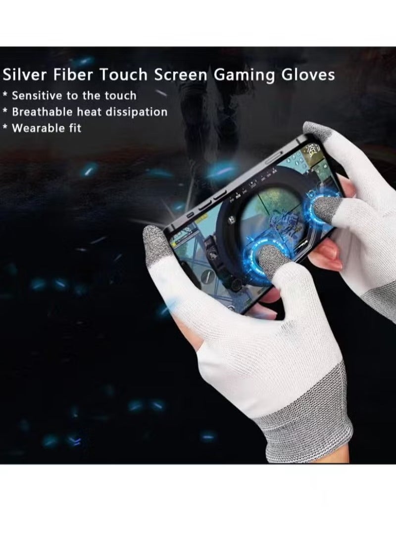 2 Pairs E-Sports Gaming Gloves, Gaming Finger Sleeves, Anti-Sweat Breathable, Thumb Sleeves for Highly Sensitive Nano-Silver Fiber Material + Nylon, for PUBG Mobile Phone Games Accessories - Image 4