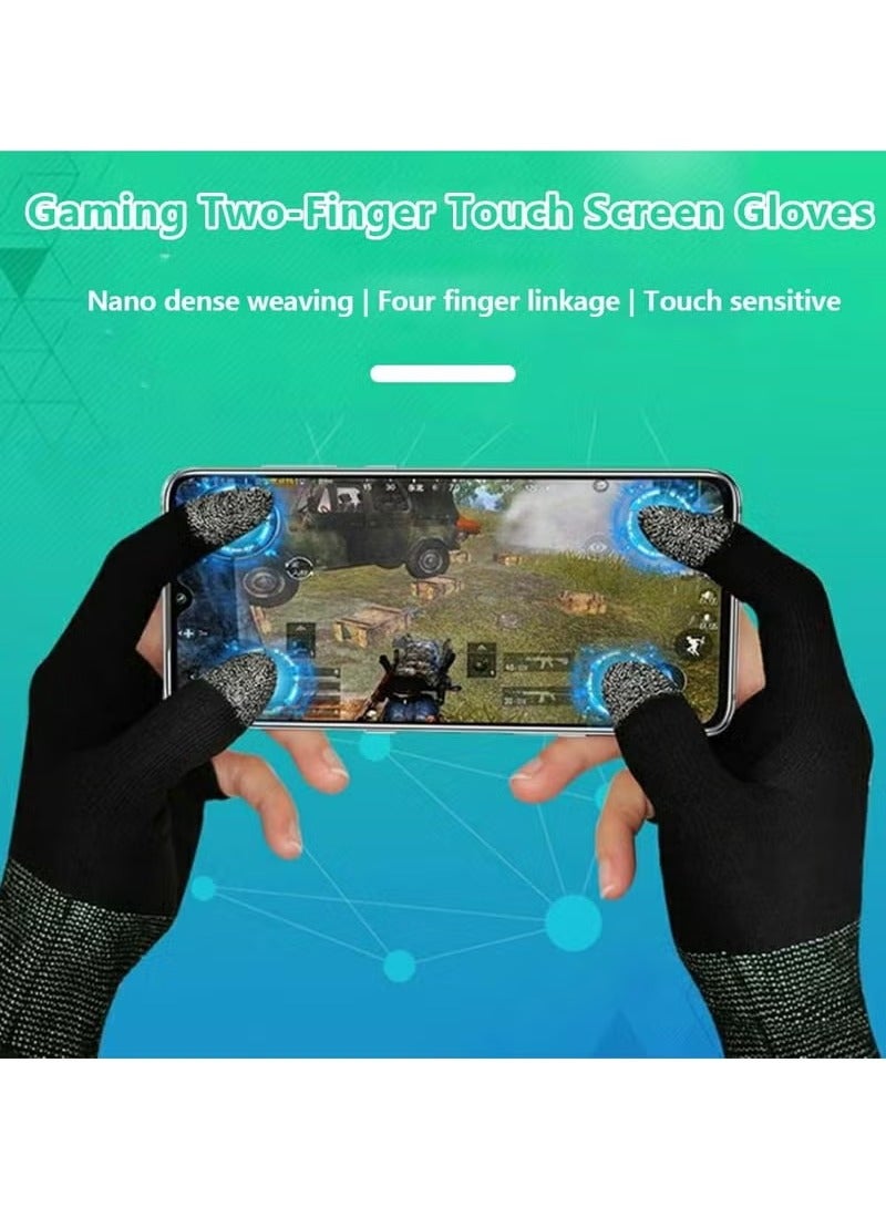 2 Pairs E-Sports Gaming Gloves, Gaming Finger Sleeves, Anti-Sweat Breathable, Thumb Sleeves for Highly Sensitive Nano-Silver Fiber Material + Nylon, for PUBG Mobile Phone Games Accessories - Image 5