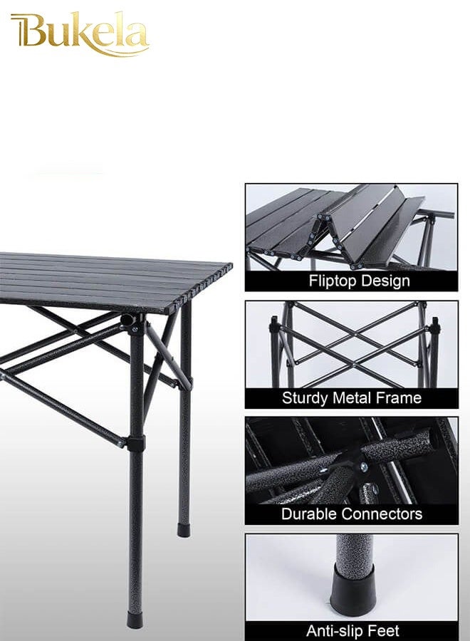 إسكدنيا طاولة تخييم قابلة للطي، طاولة نزهة محمولة للتخييم في الهواء الطلق، 53*51*50 سم - Image 5