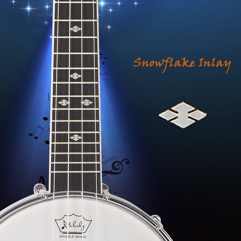 Mulucky 4-String Banjo Ukulele | Banjolele 23" Sapele Wood with Remo Head & Nylon Strings | Dark Brown Travel Kit (Bag, Tuner, Picks) - BU8017 - Image 2