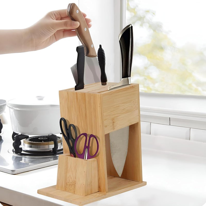 DIME Store Universal Knife Holder for Kitchen | Knives Holder Stand (5 Slots, Natural) - Image 2