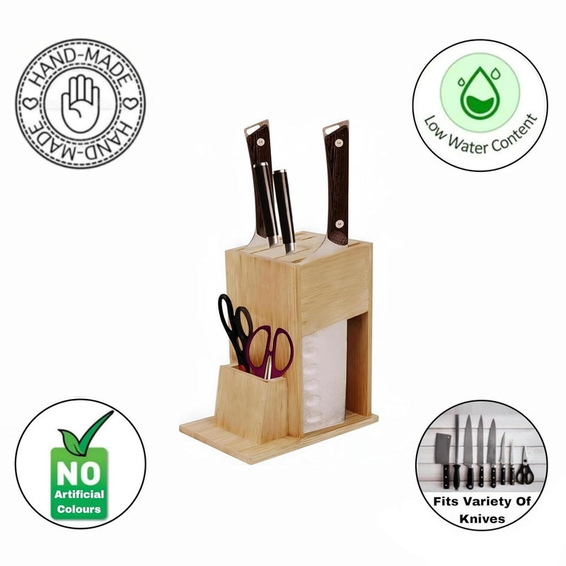 DIME Store Universal Knife Holder for Kitchen | Knives Holder Stand (5 Slots, Natural) - Image 4
