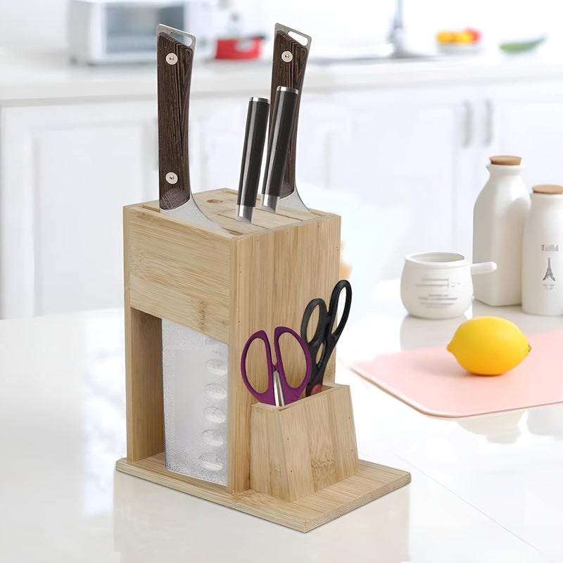 DIME Store Universal Knife Holder for Kitchen | Knives Holder Stand (5 Slots, Natural) - Image 5