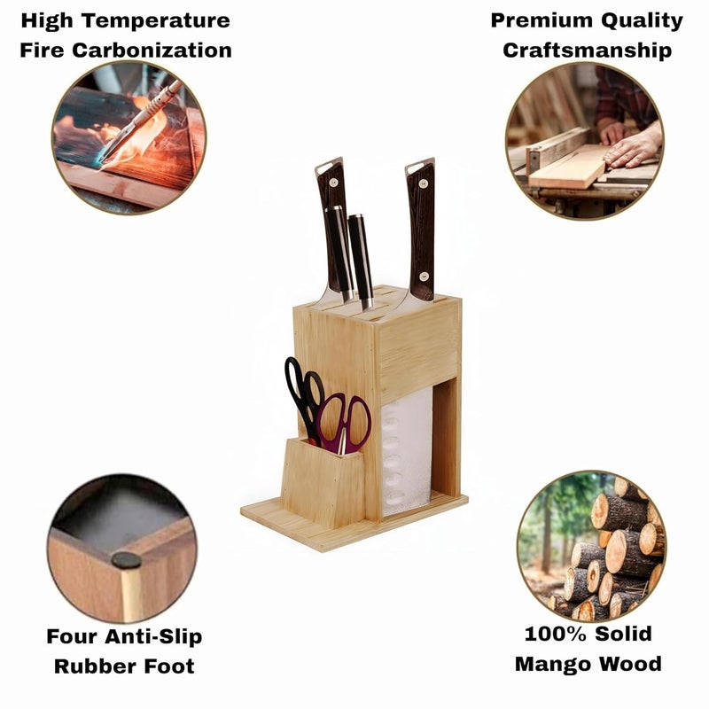 DIME Store Universal Knife Holder for Kitchen | Knives Holder Stand (5 Slots, Natural) - Image 3