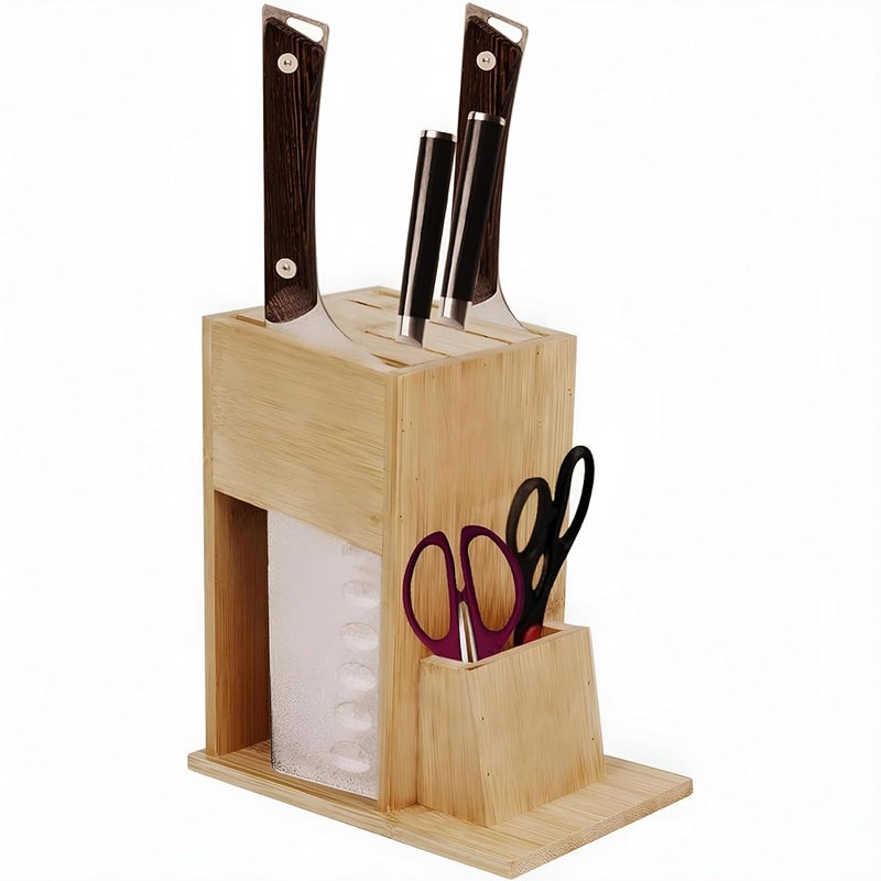 DIME Store Universal Knife Holder for Kitchen | Knives Holder Stand (5 Slots, Natural) - Image 1