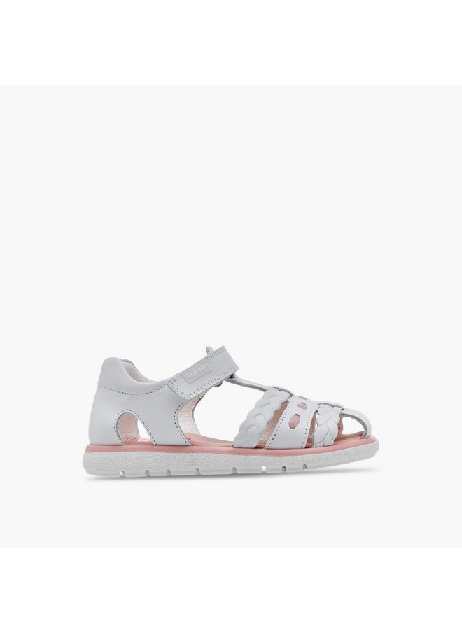 Pablosky Girls' Braided Sandals with Hook and Loop Closure  - Image 2