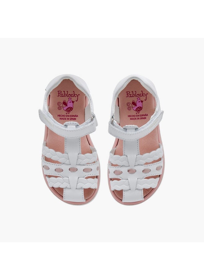 Pablosky Girls' Braided Sandals with Hook and Loop Closure  - Image 1