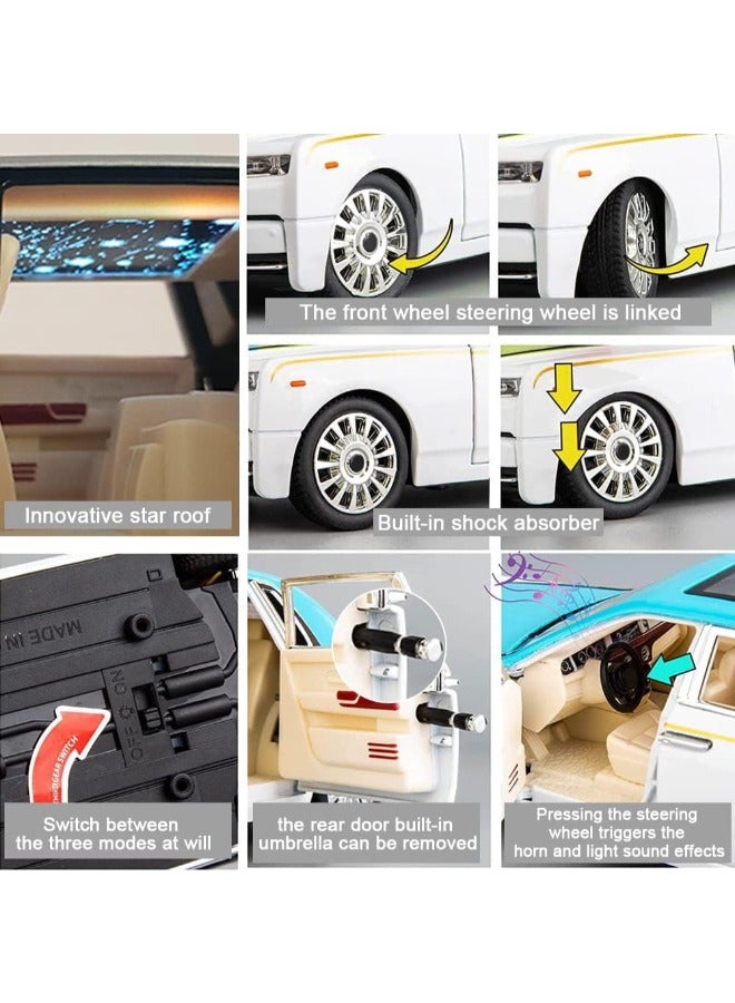 CHE ZHI 1/24 Simulation of Rolls-Royce luxury Model Car, Zinc Alloy Pull Back Toy car with Sound and Light for Kids Boy Girl Gift  - Image 3