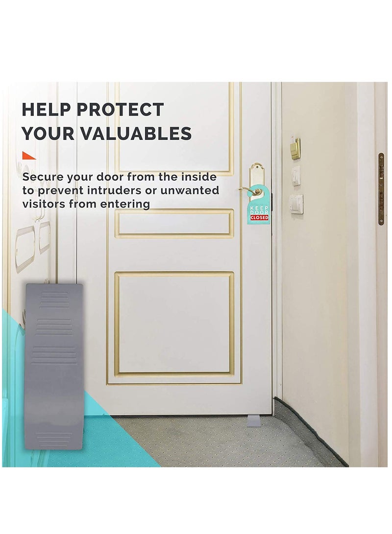 KASTWAVE 5 Pack  Heavy Duty Rubber Door Stopper, Zero Edge Door Wedge Stops All Doors, on All Surfaces, Door Stopper Wall Mount Hangs Up When Not In Use for No-Bending Easy Access - Image 2