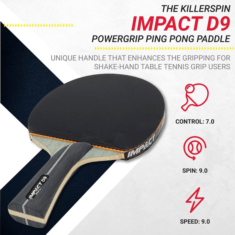 Killerspin Impact D9 PowerGrip Table Tennis Paddles, Table Tennis Racket, Ping Pong Paddle Case, Table Tennis Equipment for Intermediates/Advanced Players, 7-ply Wood - Image 4