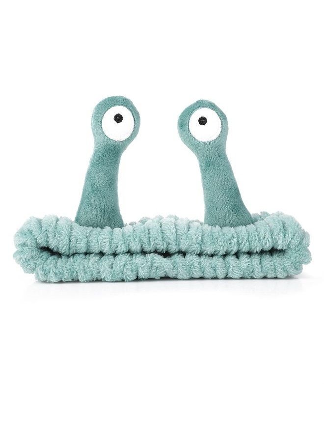 Molain - Face Wash Headband, Palm and Snail Spa Hair Bands Makeup Headbands Women Cartoon Cute Coral Fleece Elastic Headband Creative Hair Accessories for Washing Face Shower Sports Beauty Skincare (Gre - Image 1