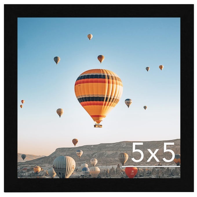 5X5 PICTURE FRAME BLACK FOR WALL HANGING OR TABLETOP WALL MOUNTING HORIZONTALLY OR VERTICALLY 5 X 5 SQUARE WALL GALLERY POSTER PHOTO FRAME WITH SHATTER RESISTANT PLEXIGLASS BLACK