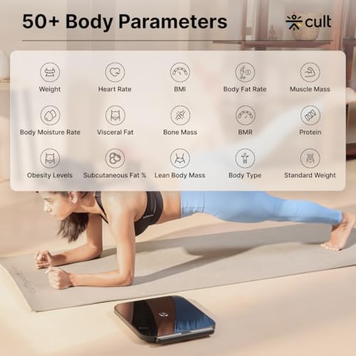 Cult Smart Scale Pro, US FDA Approved, 50+ Parameters, Body Fat Scale, BMI, 10 members, Bluetooth Weight Machine, Body Fat Analyzer, LED Display. - Image 3