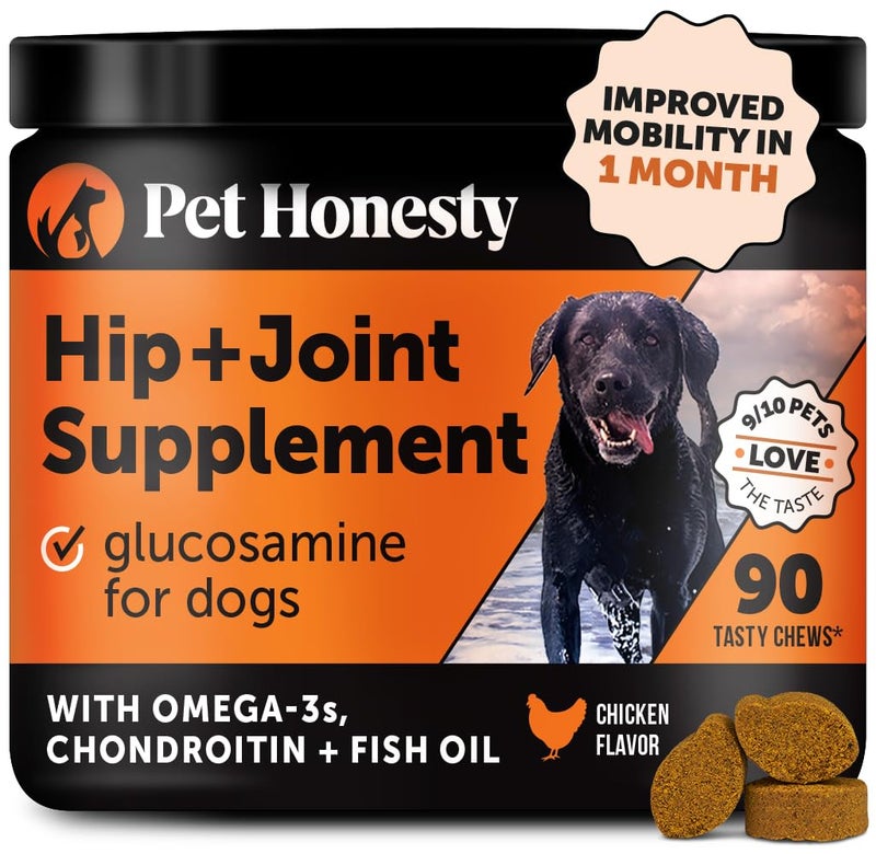 Pet Honesty Hip & Joint Health Soft Chews for Dogs, Joint Supplement with Glucosamine Chondroitin, MSM, Turmeric, Joint Support + Mobility, May Reduce Occasional Discomfort (Chicken 90 Count) - Image 1