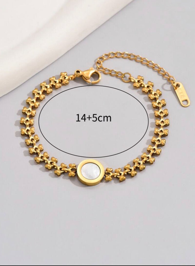 إيكوال اسوارة نسائية أنيقة من الاستانلس ستيل مطلية باللون الذهبي عيار 18 - Image 5