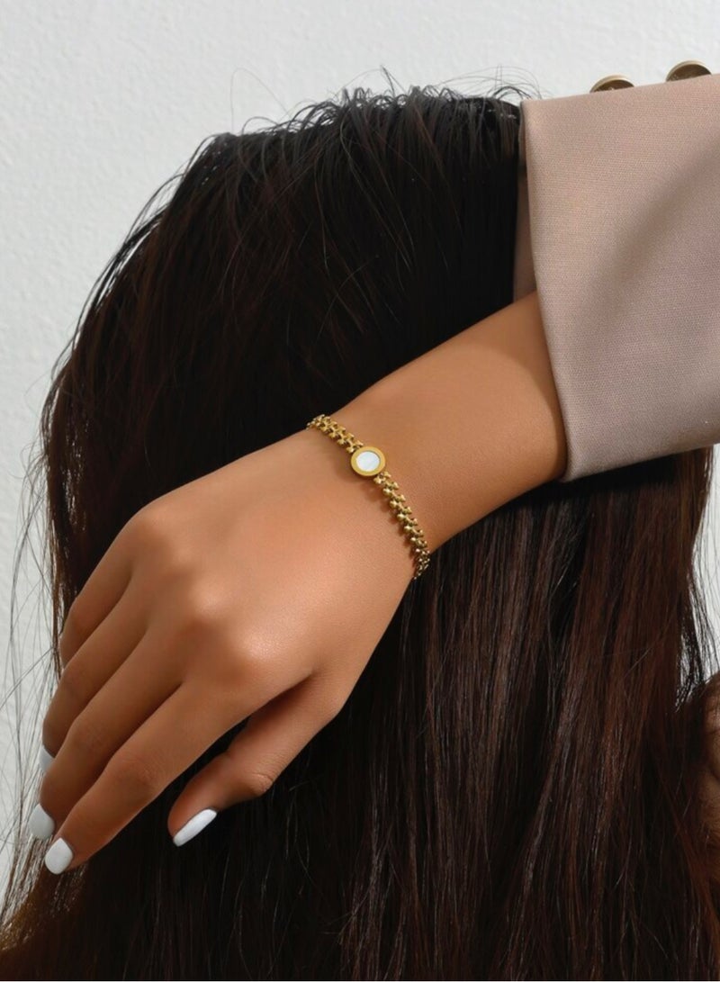 إيكوال اسوارة نسائية أنيقة من الاستانلس ستيل مطلية باللون الذهبي عيار 18 - Image 2