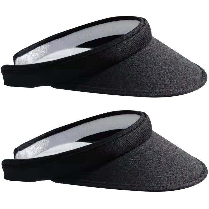 Kejea 2 Pack Sun Visor Hats Women Men Clip On Wide Brim Visors Hat Outdoor Sports Golf Beach Travel Tennis Caps (Black) - Image 1
